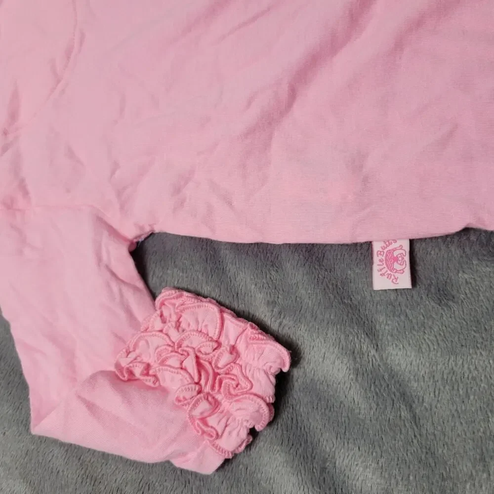 Ruffle Butts Long Sleeve Onesie‎ 6-12 Months Pink Ruffle Hem